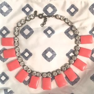 J. Crew Coral Jewel and Tile Bib Necklace